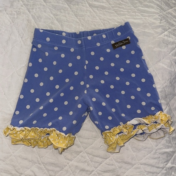 MATILDA JANE Pull-On Yellow, Blue, White Ruffle Shorties Girls 8 - Picture 1 of 5